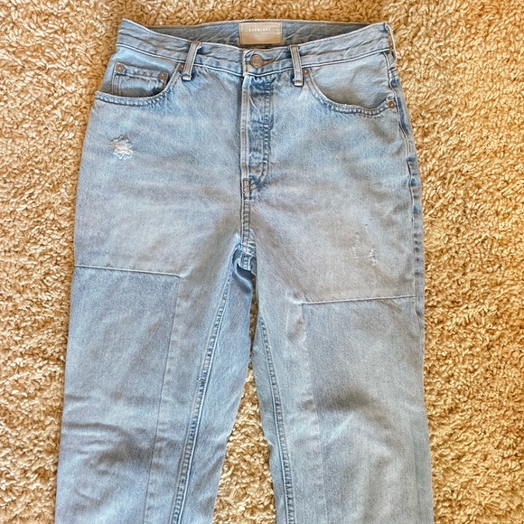 Everlane 27 The 90's Cheeky Jean Light Wash Patched Blue Denim Distressed - Picture 2 of 7